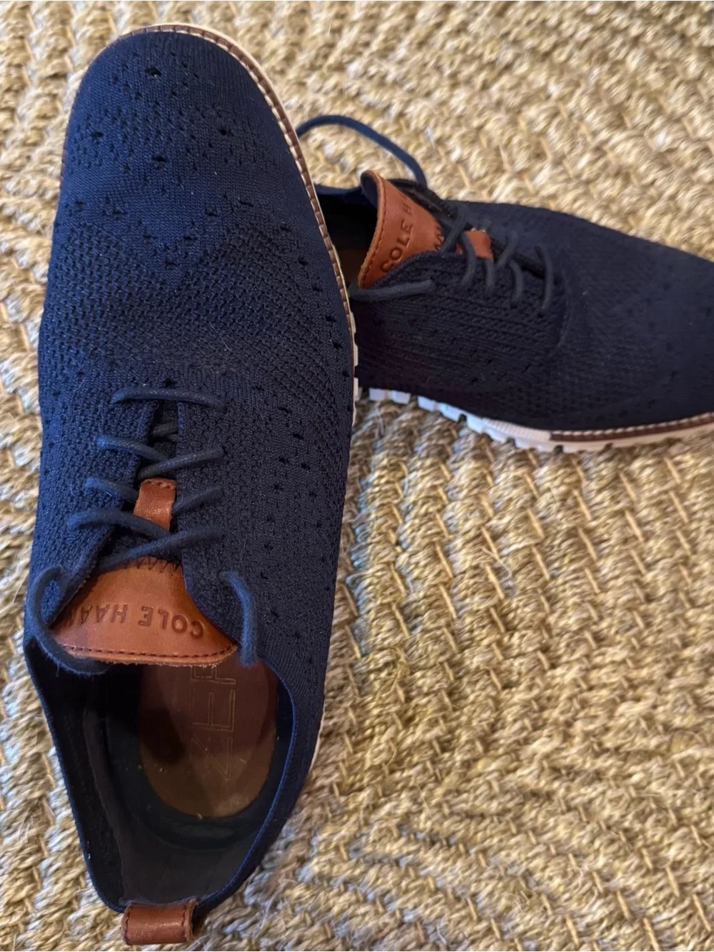 Cole Haan Navy Knit Oxford with Tan Leather Accents